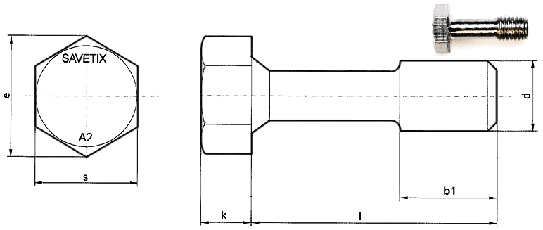 Невыпадающий шестигранный винт Savetix® с шестигранной головкой и тонким стержнем в соответствии с DIN 933 – Технические характеристики